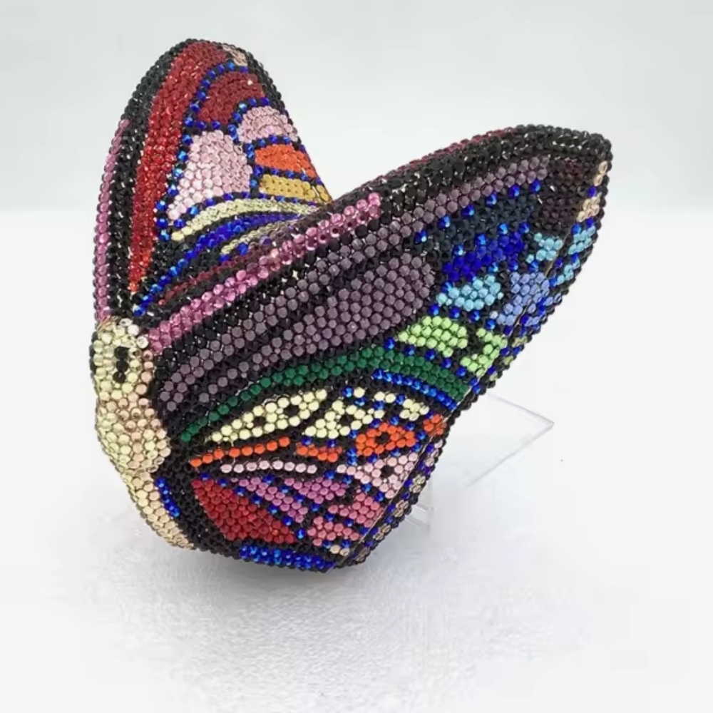 Colorful Beaded Butterfly Clutch